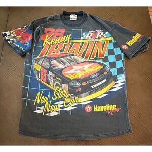 Vintage 90s Chase Authentics Kenny Irwin #28 All Over‎ Print Graphic T-Shirt XL